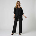 Women's Two-Piece Set with Loose Top and Wide-Leg Trousers in Black – 1
