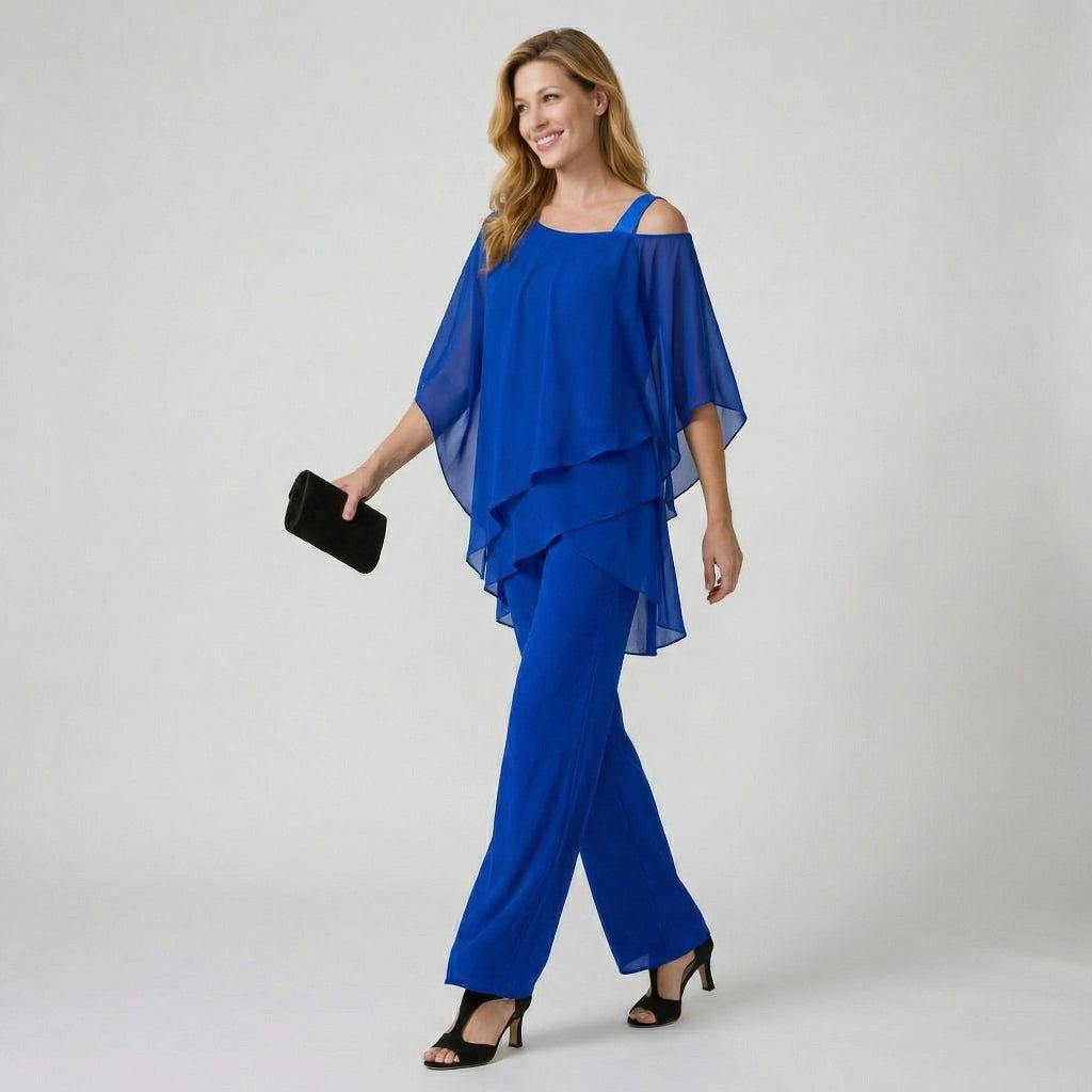 Women's Two-Piece Set with Loose Top and Wide-Leg Trousers in Blue – 2