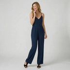 Women's Two-Piece Set with Loose Top and Wide-Leg Trousers in Navy Blue – 6