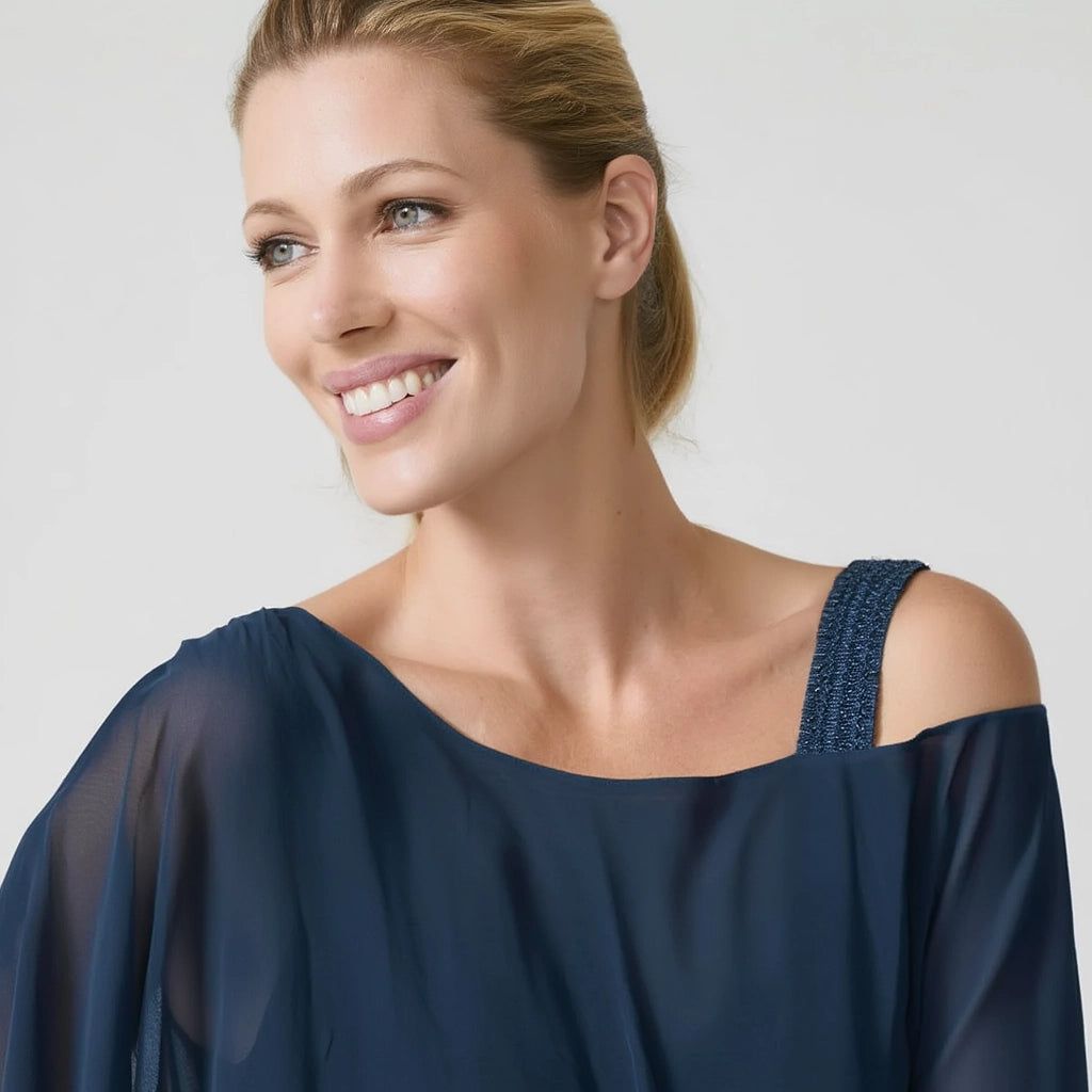 Women's Two-Piece Set with Loose Top and Wide-Leg Trousers in Marineblau – 7