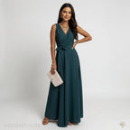 Women's Wrap Maxi Dress for Wedding Guests in Dark Blue – 1