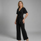 Wrap Wide Leg Jumpsuits Black 1