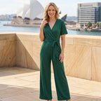 Wrap Wide Leg Jumpsuits Dark Green 4