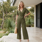 Wrap Wide Leg Jumpsuits Olive 5