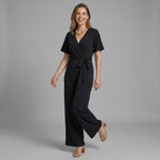 Wrap Wide Leg Jumpsuits Black 8
