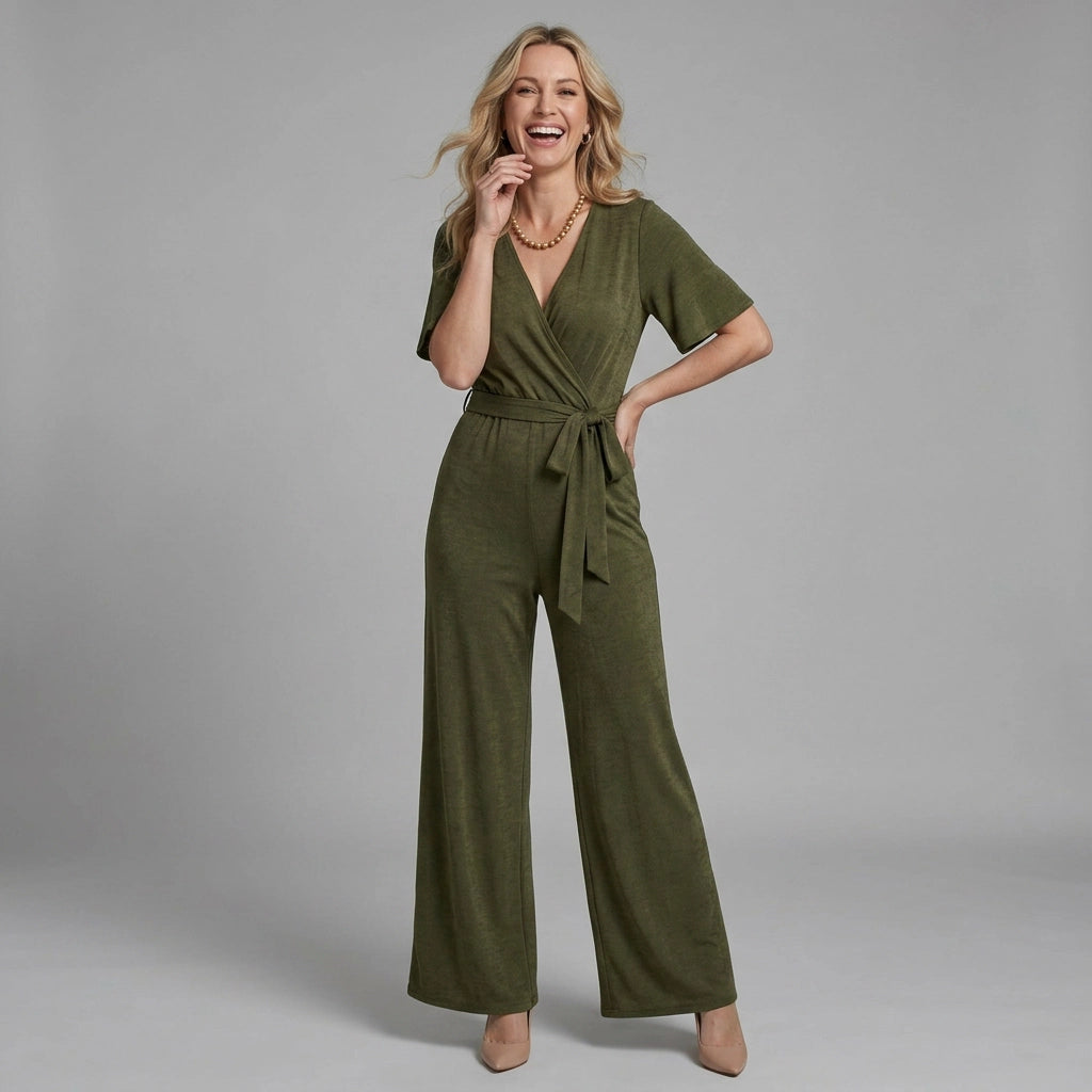 Wrap Wide Leg Jumpsuits Olive 9