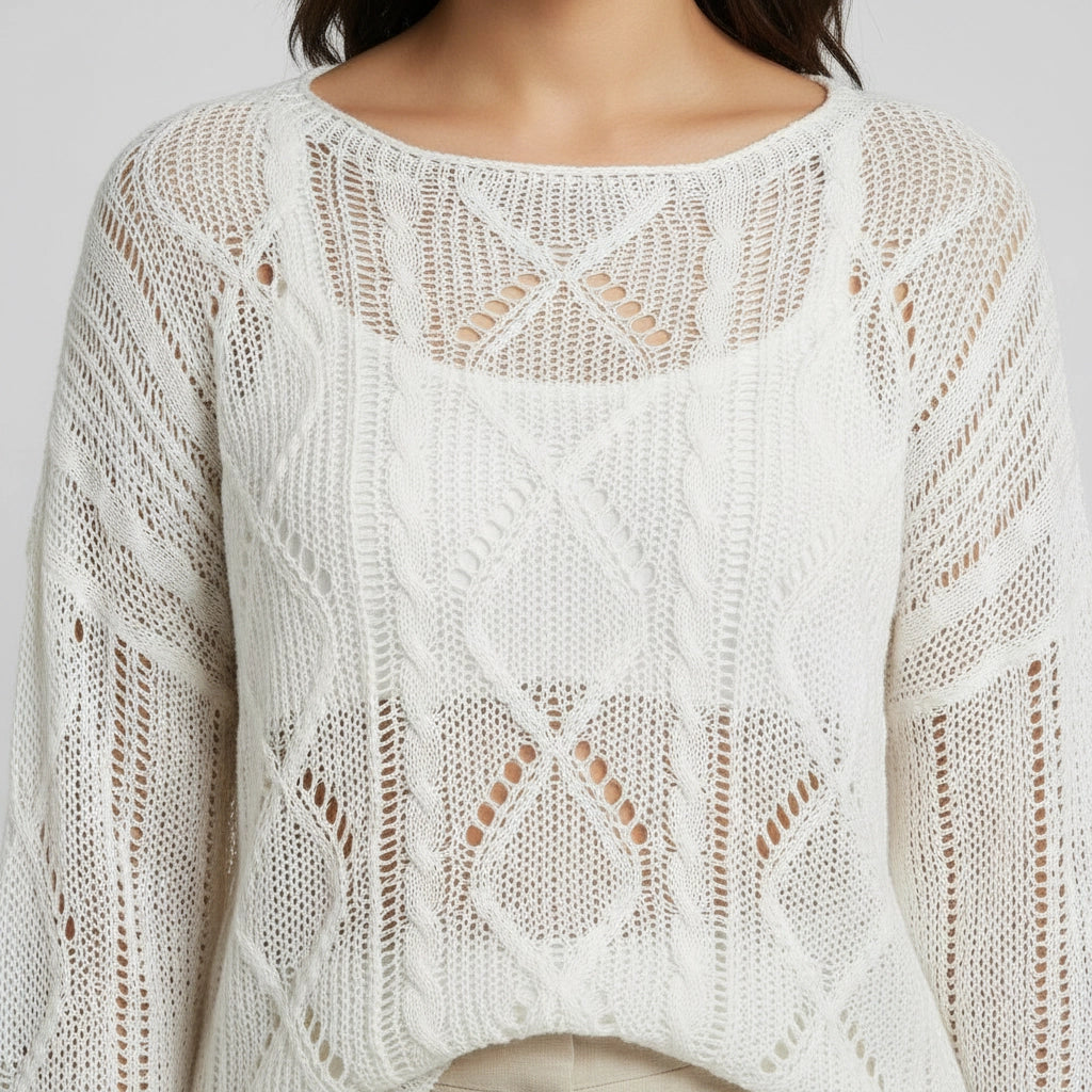 Women's Relaxed Fit Open-Knit Sweater