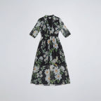 Women’s Sheer Floral Midi Dress With 3/4 Sleeves