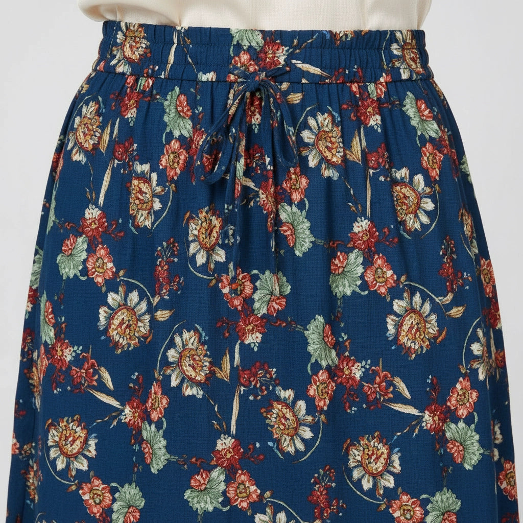 Women’s Boho Floral Tiered Midi Skirt