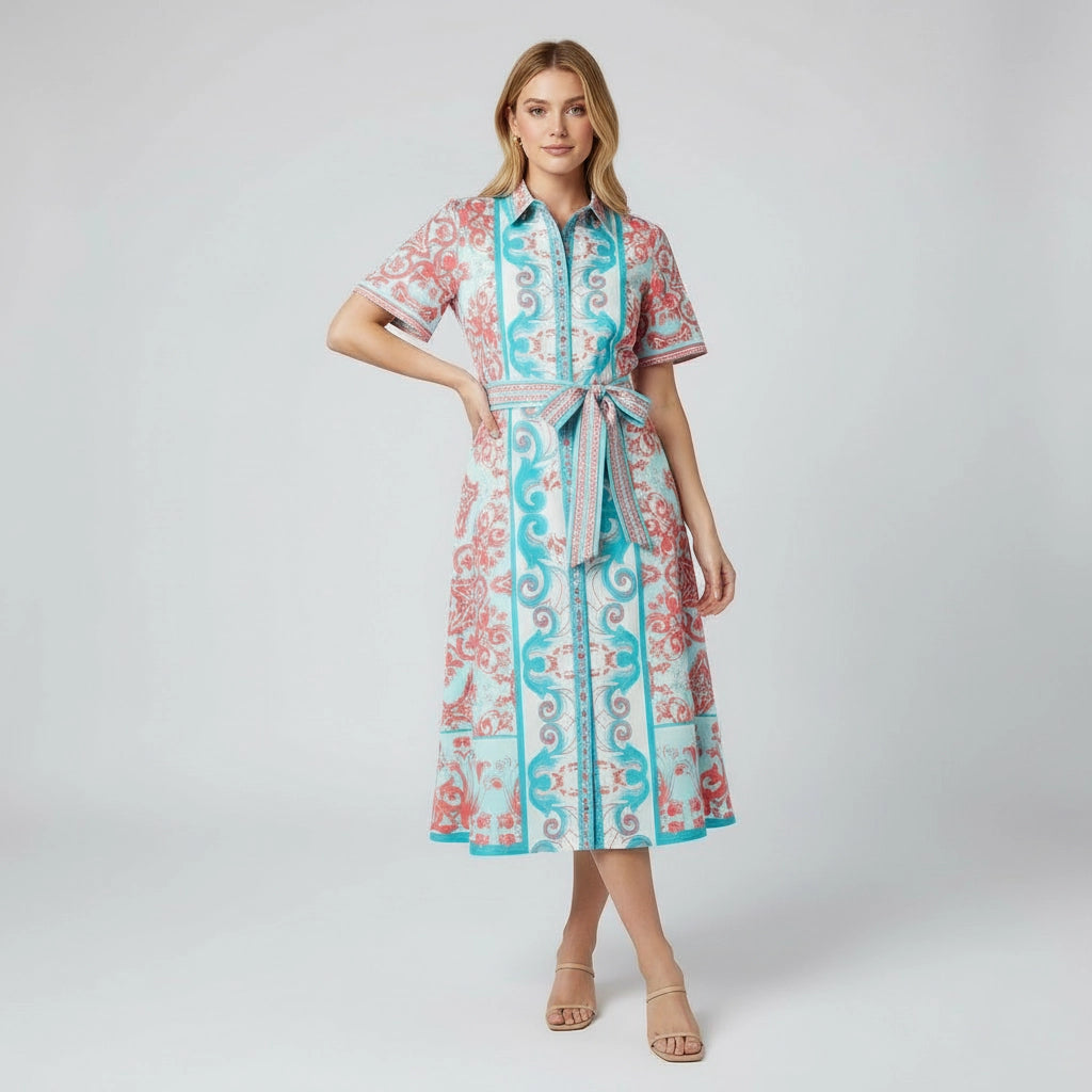 Women's Midi Dress With Belt