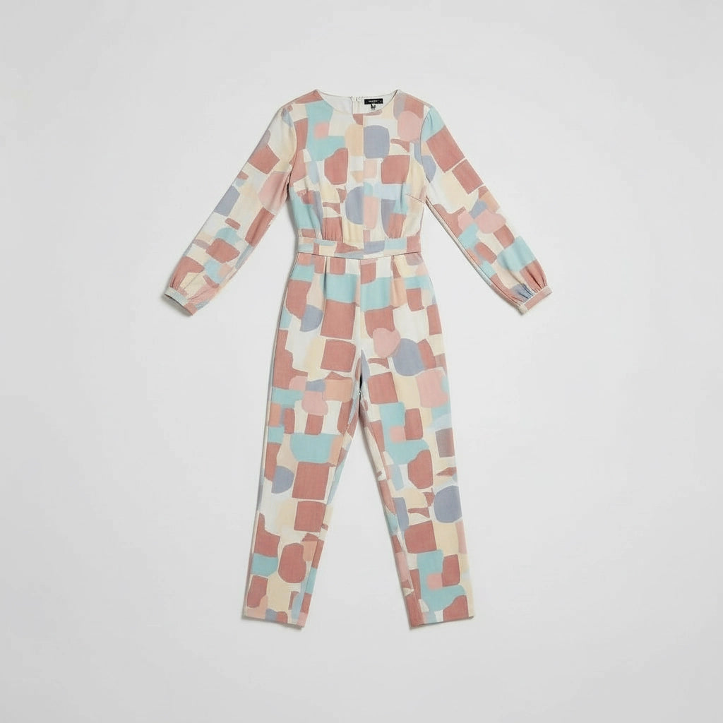 Geometric Print Straight Leg Jumpsuit