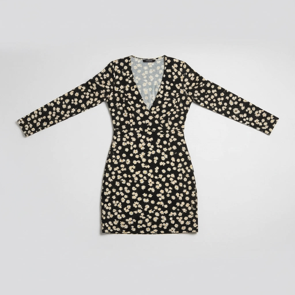 Slim Fit V-Neck Floral Mini Dress