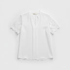 Straight Cut Blouse with Lace Sleeves