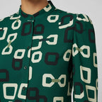 Women's Button-Up Blouse in Collarless Design