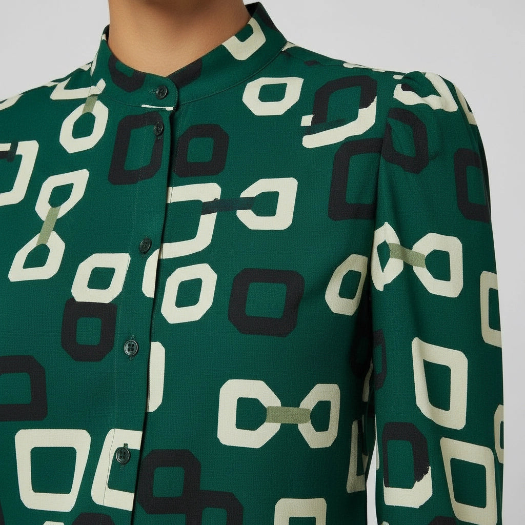 Women's Button-Up Blouse in Collarless Design