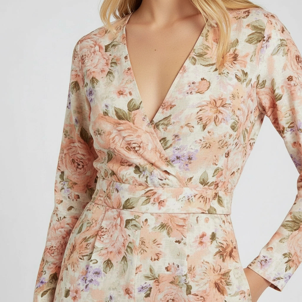 Women's Floral V Neck Jumpsuit